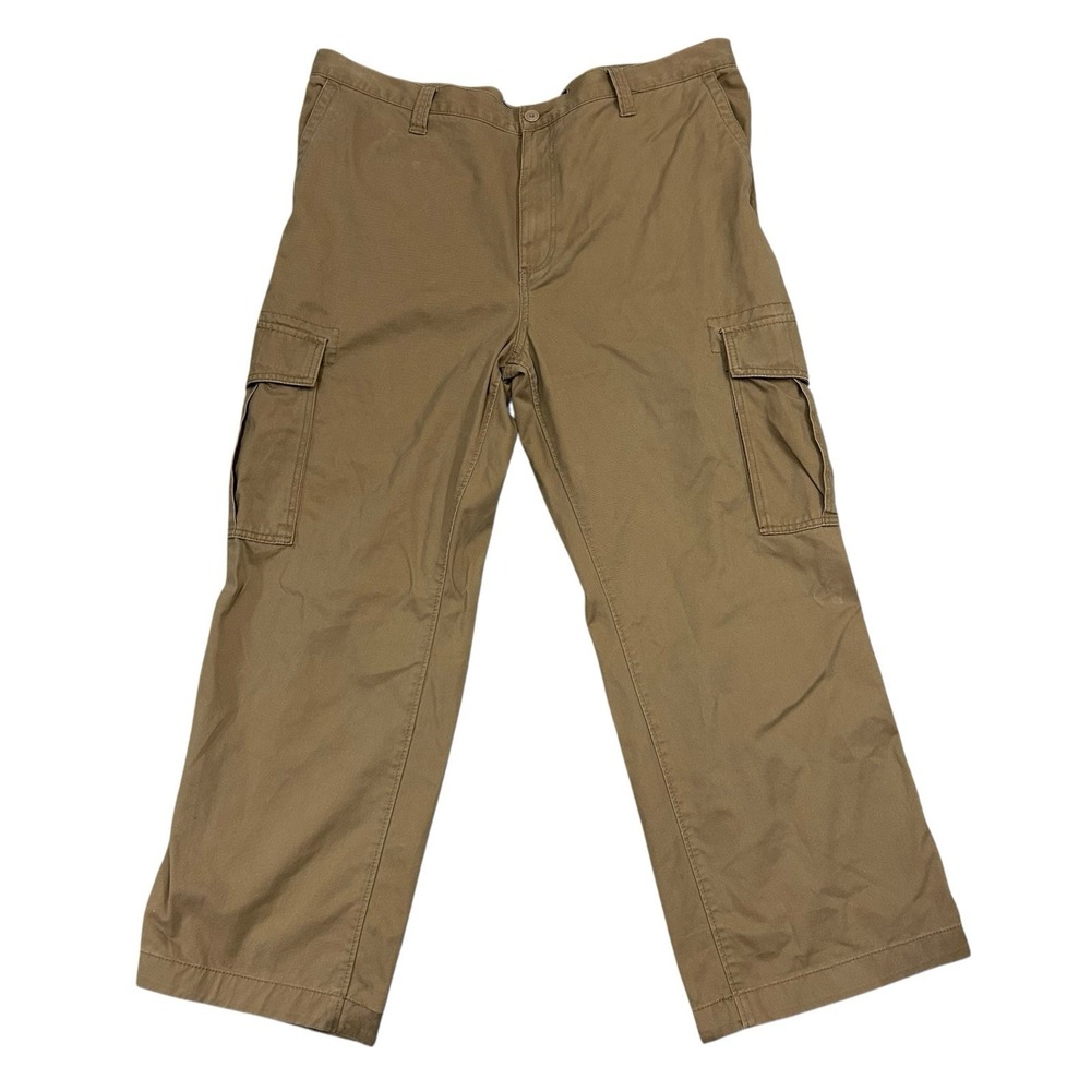 Vintage Old Navy Loose Cargo Pants Mens 42X30 Baggy‎ Y2K Brown Canvas VTG